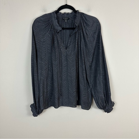 Anthropologie Current Air | Gray Herringbone Satin Long Sleeve Size Small - Picture 1 of 5